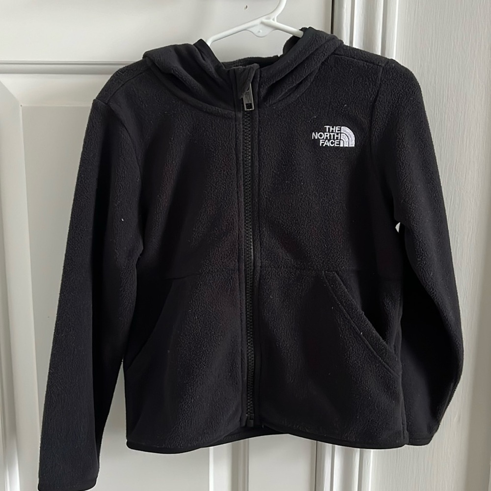 The North Face Glacier Full Zip Hoodie Fleece Black 5T EUC